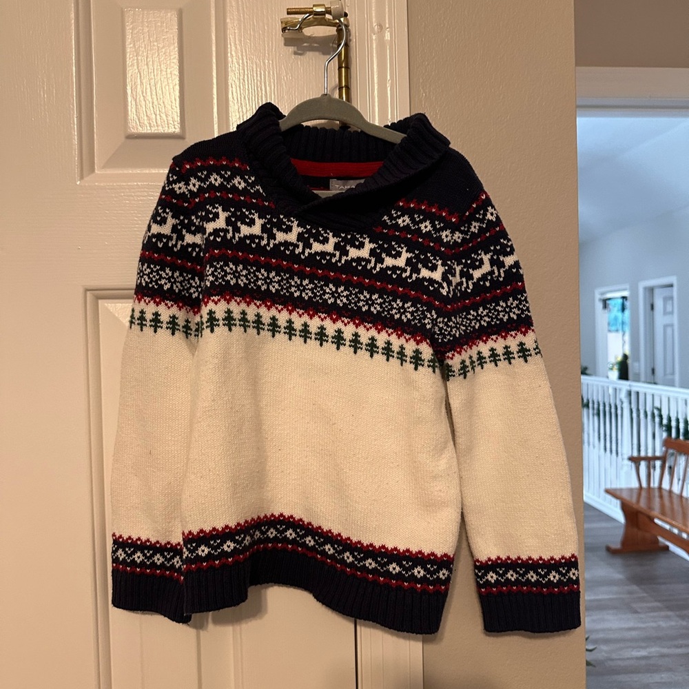 Kids 5/6 Navy and Cream Nordic Sweater